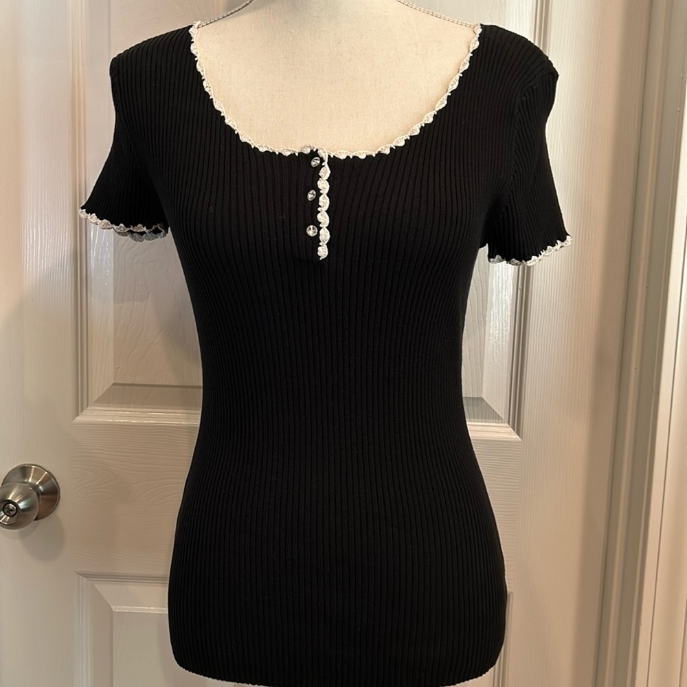 INC size medium black knit top